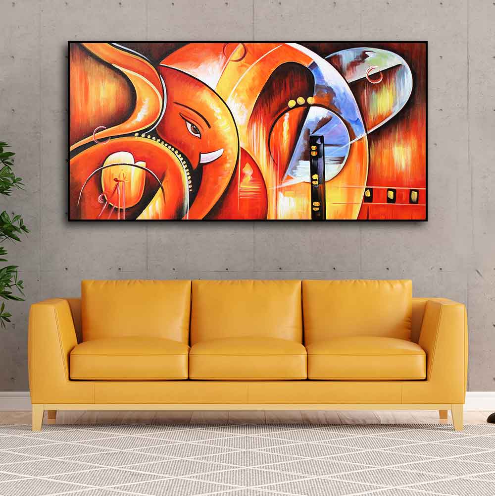 Lord Ganesha Modern Art Premium Wall Canvas Painting | Ganesha ...