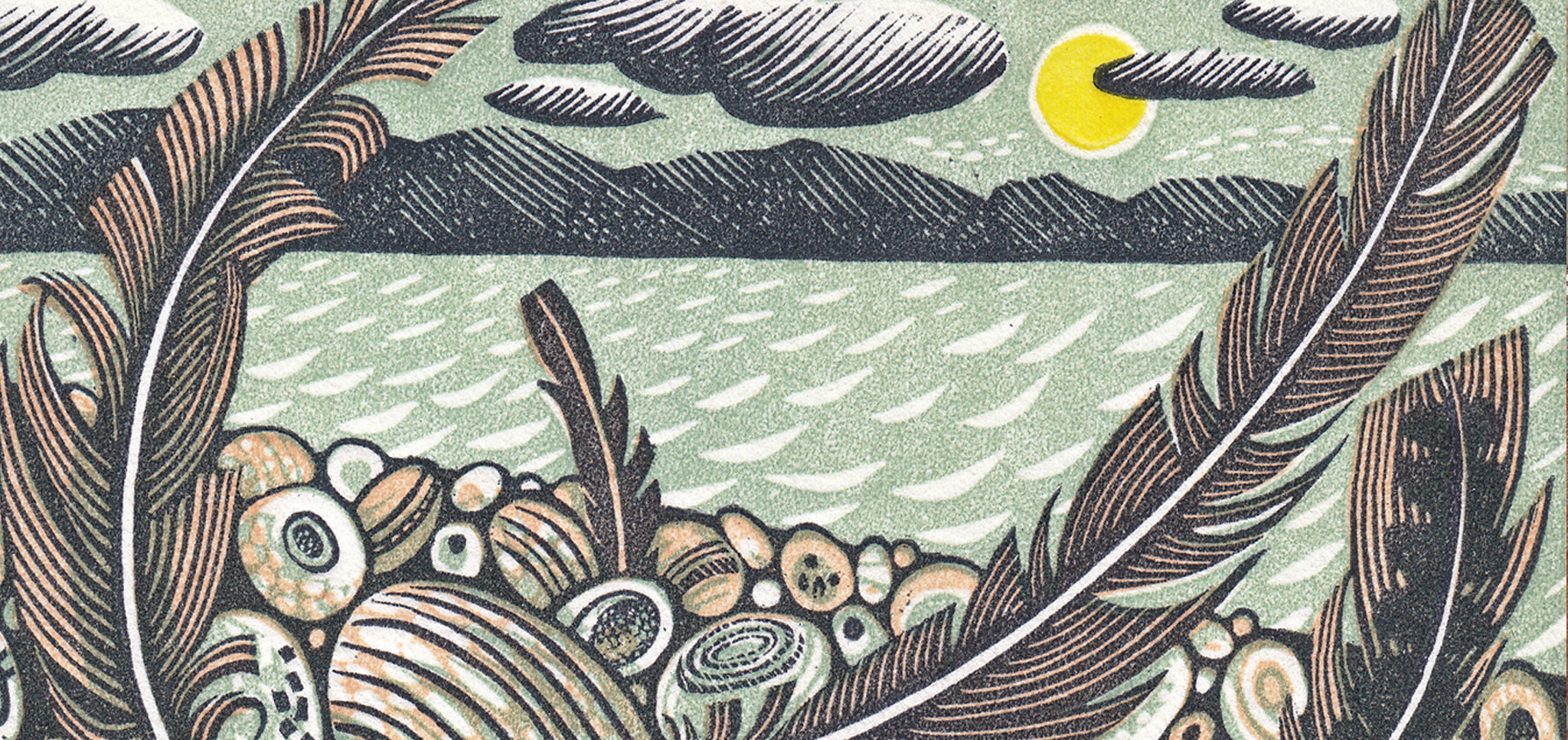 Angie Lewin. Tideline Feathers (detail)