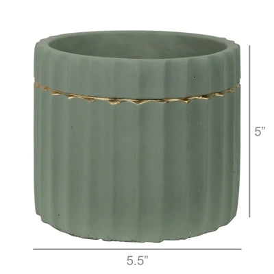 Cement Skylar Cachepot | Green and Gold *
