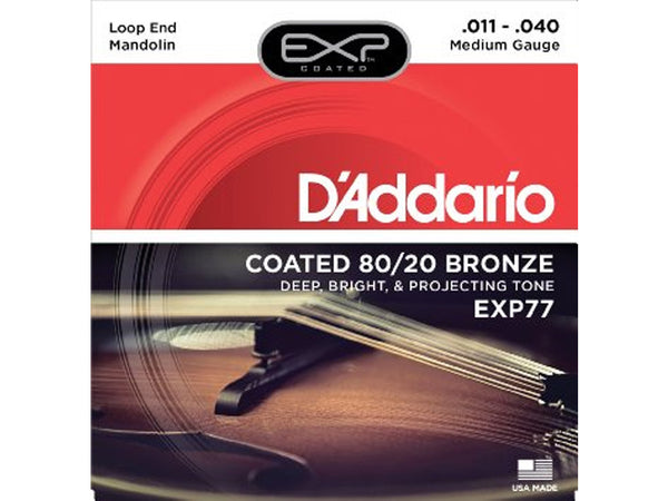 D'Addario EXP77 Coated 80/20 Bronze Medium Mandolin Strings