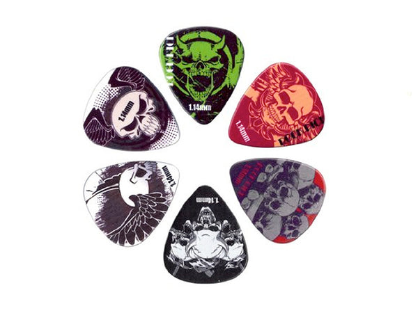 Boston Rock Picks - 6 Skull Themed Plectrums - 1.14mm Heavy