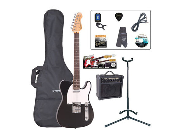 Encore EBP-E2BLK Electric Guitar Pack - Black Gloss