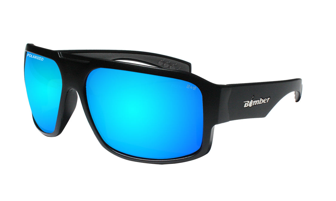 Safety Sunglasses with Polarized Blue Mirror Lenses Bomber Eyewear