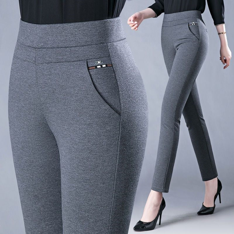 Pantalones elegantes de cintura alta para mujer de mediana edad, Panta – mi online
