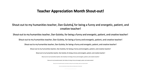 Teacher Appreciation Month Dan Gulotta Shout Out