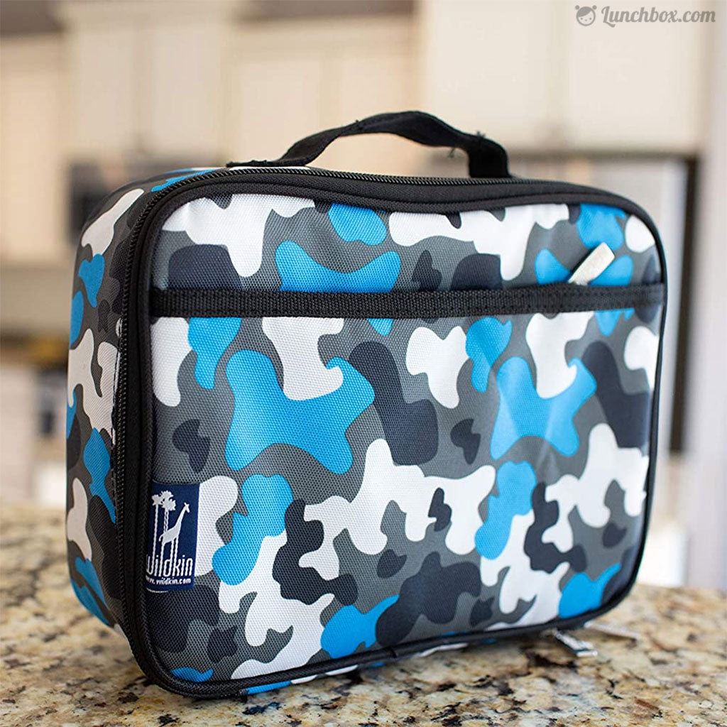 blue camo lunch bag