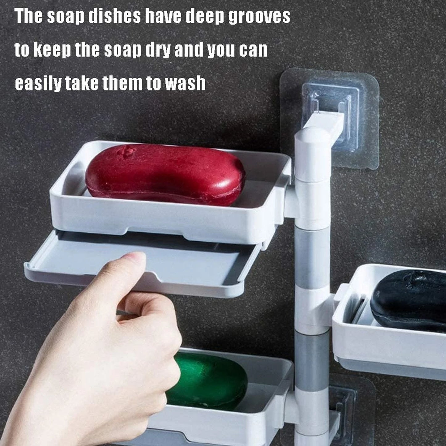 4727A Self-Adhesive 3 Layer Soap Dish Holder Saver Box Storage