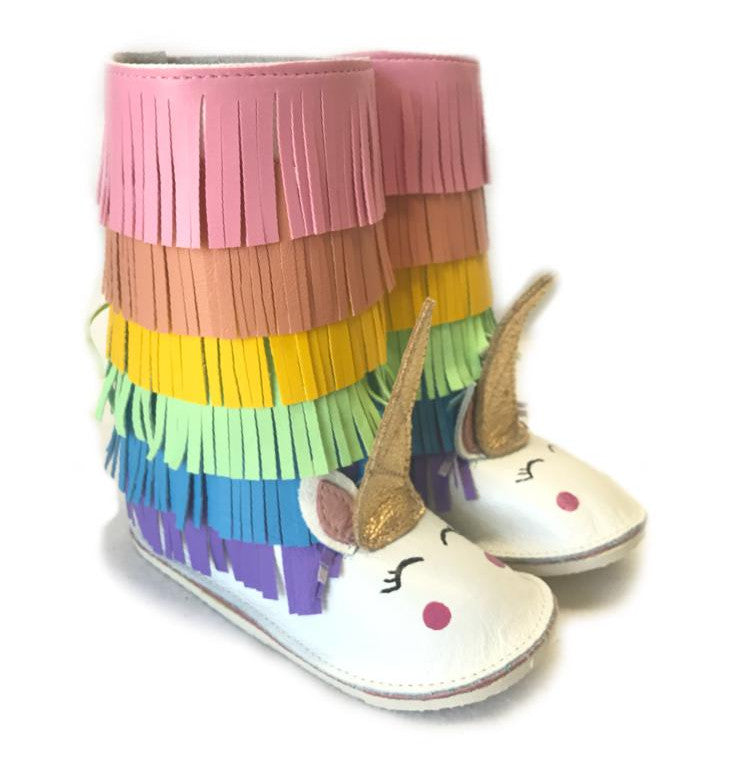 Unicorn kids fringe boots with rubber 