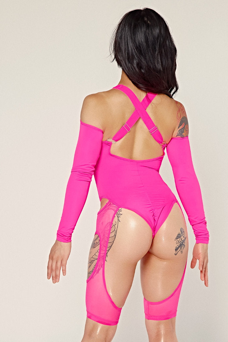 CXIX Dollhaus Mesh Bodysuit - Barbie Pink-Creatures of XIX-Redneck buddy