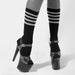 Rolling Calf High Socks - Black and White Striped-Rolling-Redneck buddy
