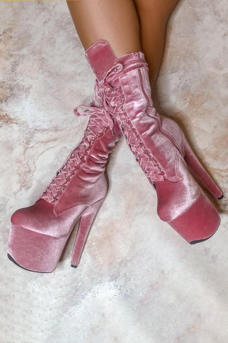 Hella Heels BabyDoll Velvet 7inch Boots - Downtown Doll-Hella Heels-Redneck buddy
