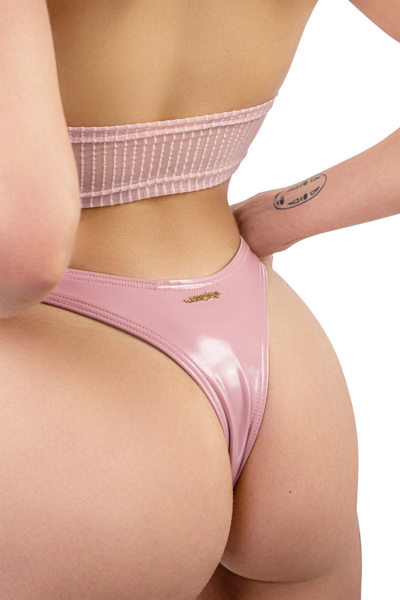Naughty Thoughts Sinner Vinyl Thong Bottoms - Pink-Naughty Thoughts-Redneck buddy