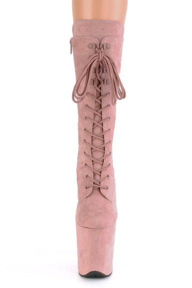 Pleaser USA Flamingo-1050FS Faux Suede 8inch Pleaser Boots - Dusty Blush-Pleaser USA-Redneck buddy