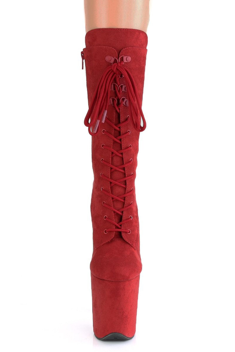 Pleaser USA Flamingo-1050FS Faux Suede 8inch Pleaser Boots - Red-Pleaser USA-Redneck buddy