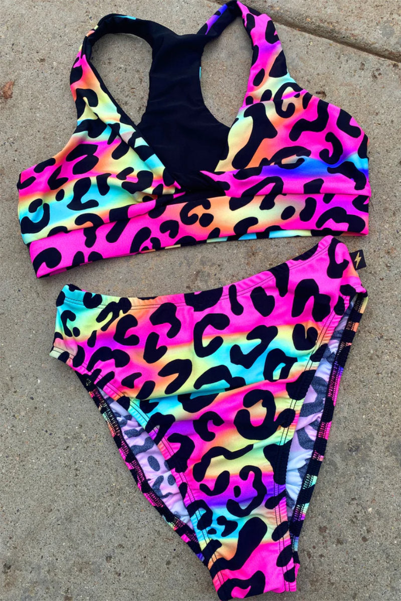 Cleo the Hurricane Twist Sports Bra - Neon Leopard-Cleo the Hurricane-Redneck buddy