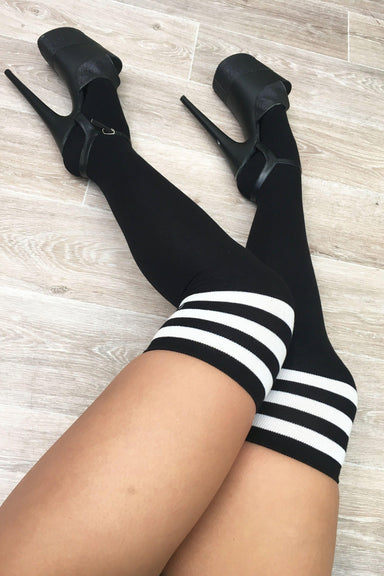 Lunalae Thigh High Socks - Black/white-Lunalae-Redneck buddy