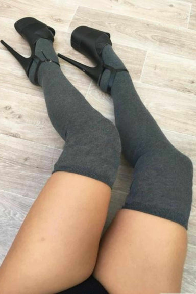 Lunalae Thigh High Socks - Charcoal-Lunalae-Redneck buddy