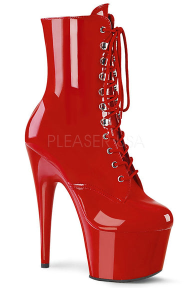 Pleaser USA Adore-1020 7inch Pleaser Boots - Patent Red-Pleaser USA-Redneck buddy