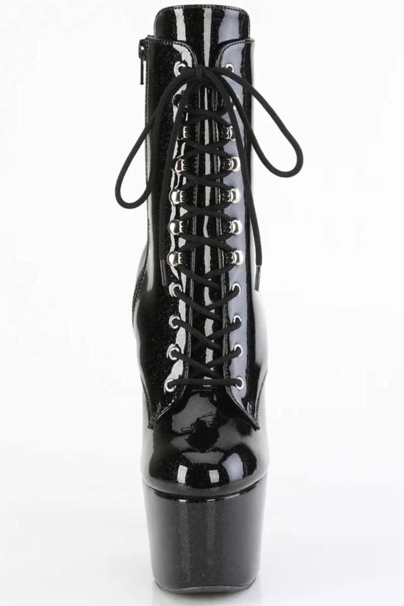 Pleaser USA Adore-1020GP 7inch Pleaser Boots - Black Glitter-Pleaser USA-Redneck buddy