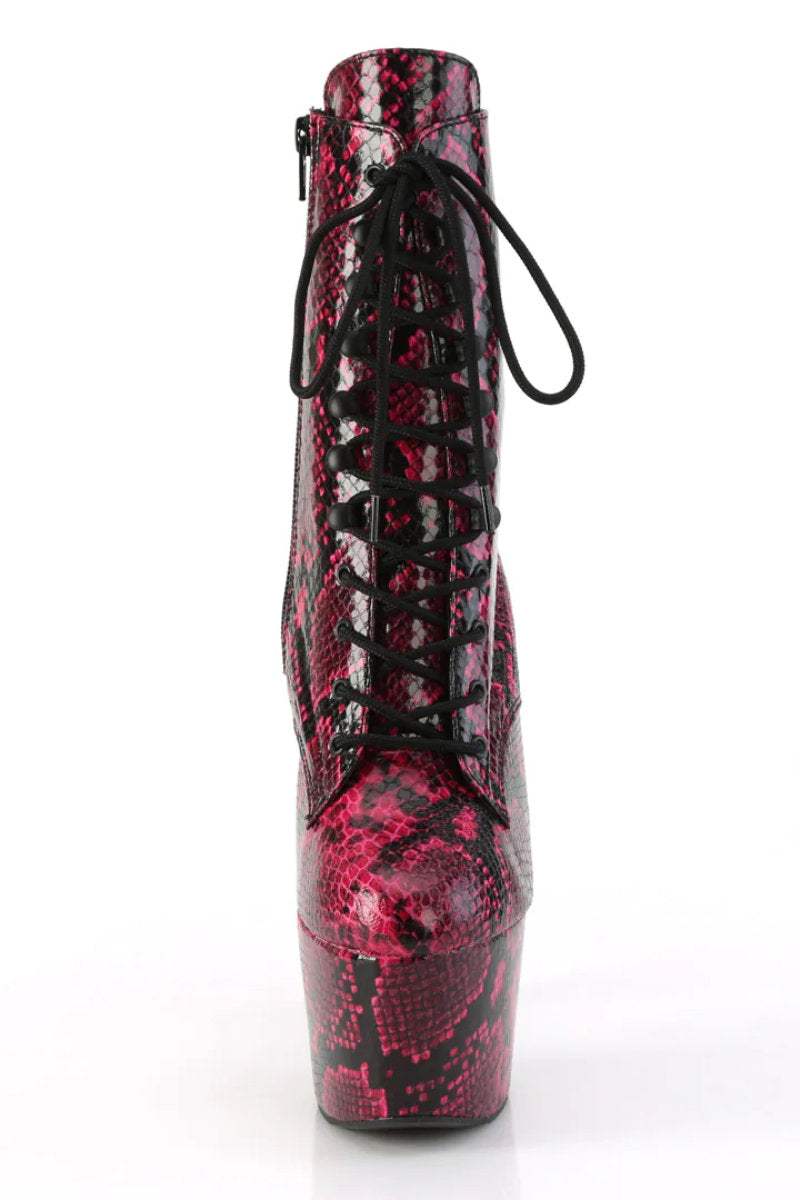 Pleaser USA Adore-1020SPWR 7inch Pleaser Boots - Hot Pink Snake-Pleaser USA-Redneck buddy