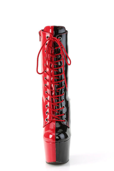 Pleaser USA Adore-1040TT 7inch Pleaser Boots - Patent Black/Red-Pleaser USA-Redneck buddy