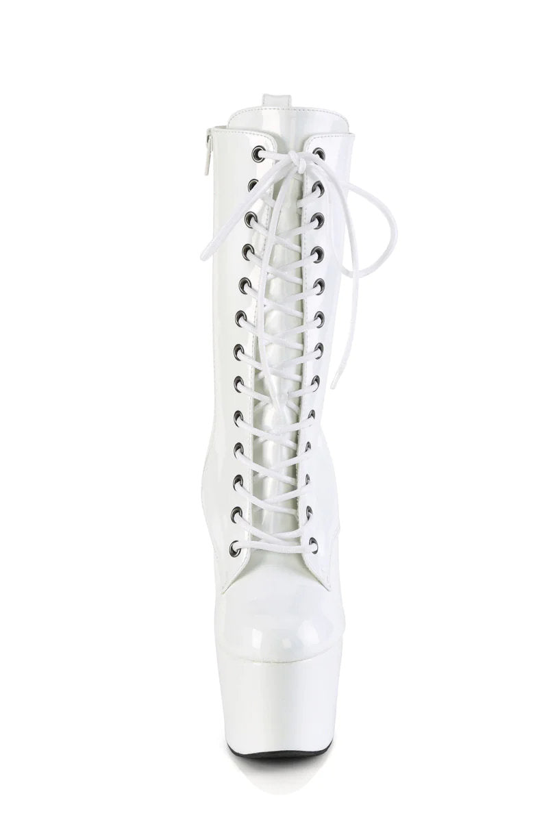 Pleaser USA Adore-1040WR 7inch Pleaser Boots - Holographic White-Pleaser USA-Redneck buddy