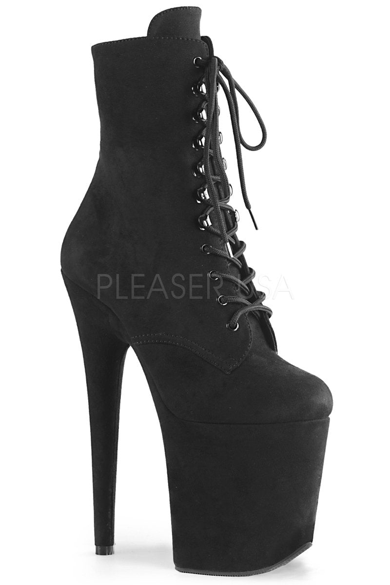 Pleaser USA Flamingo-1020FS Faux Suede 8inch Pleaser Boots - Black-Pleaser USA-Redneck buddy