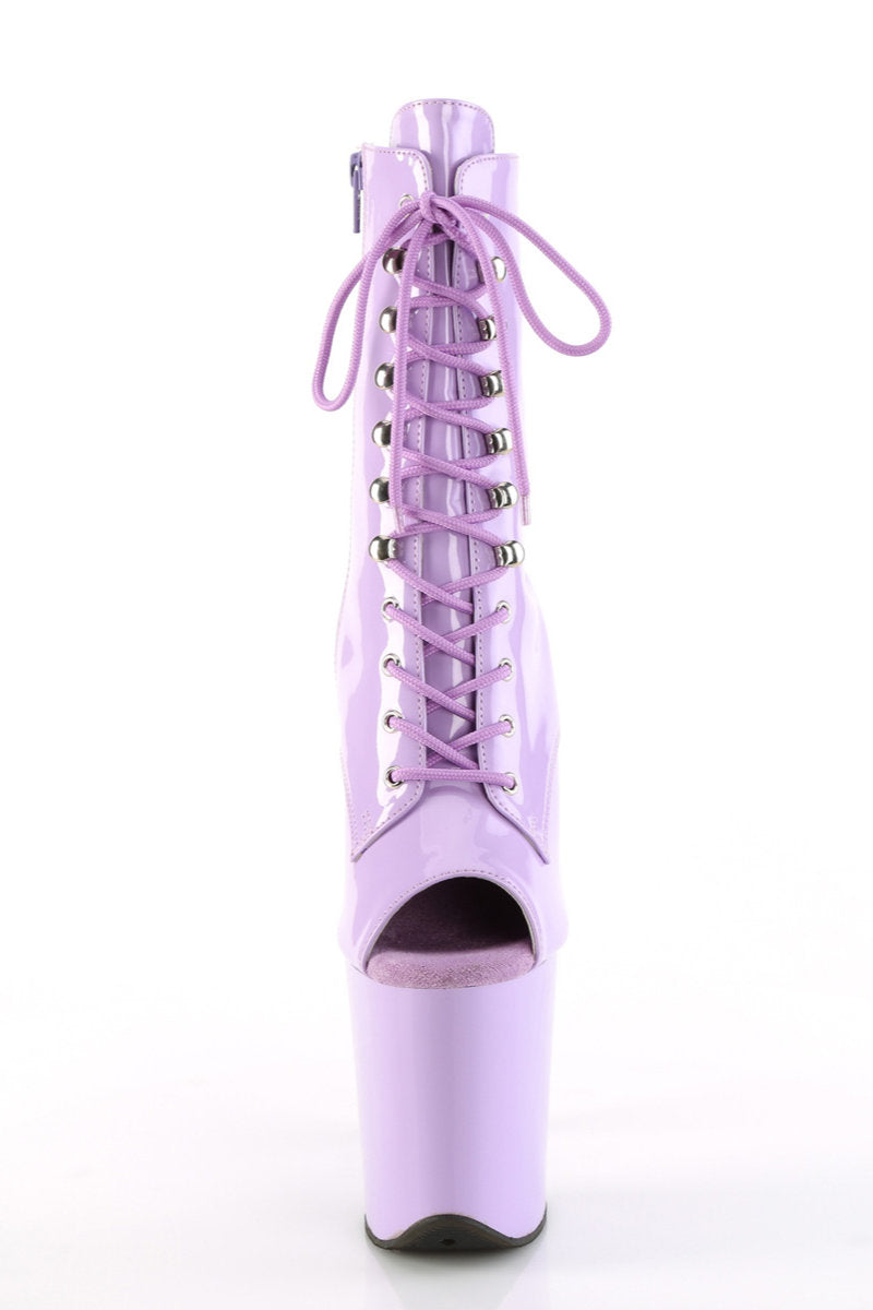 Pleaser USA Flamingo-1021 Peep Toe 8inch Pleaser Boots - Patent Lavender-Pleaser USA-Redneck buddy