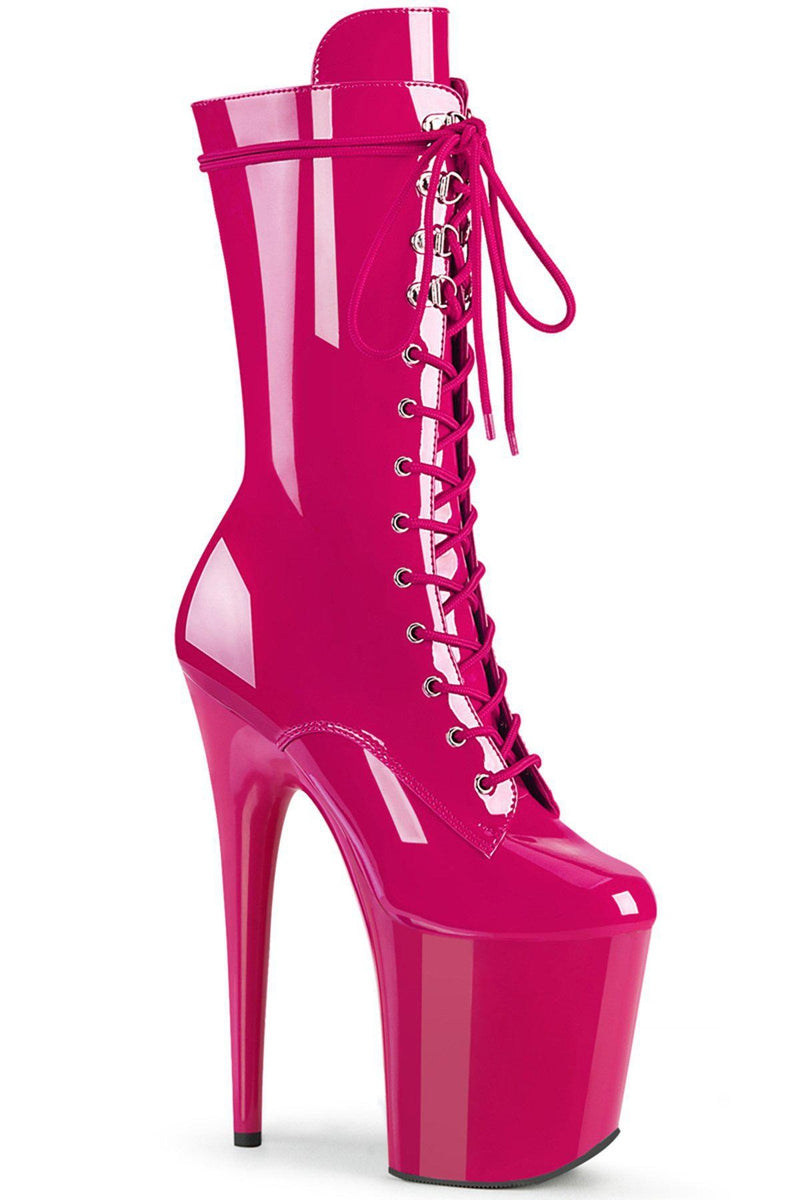 Pleaser USA Flamingo-1050 8inch Pleaser Boots - Patent Hot Pink-Pleaser USA-Redneck buddy