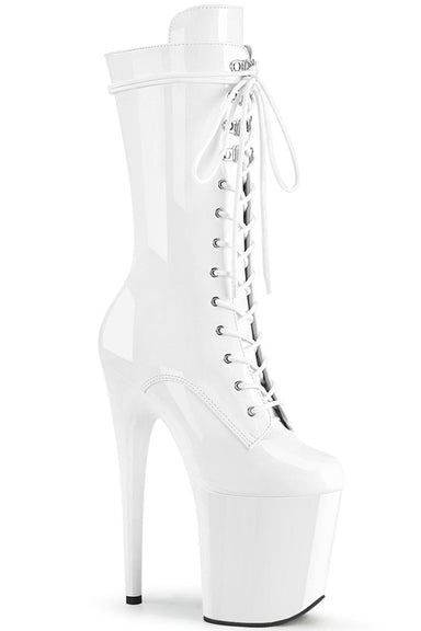 Pleaser USA Flamingo-1050 8inch Pleaser Boots - Patent White-Pleaser USA-Redneck buddy