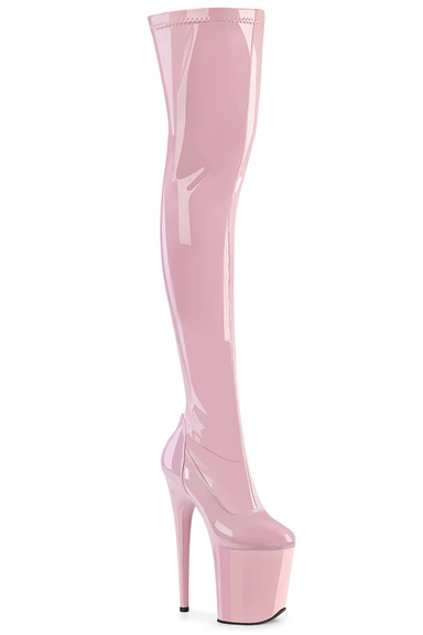 Pleaser USA Flamingo-3000 8inch Thigh High Pleaser Boots - Patent Baby Pink-Pleaser USA-Redneck buddy