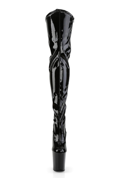 Pleaser USA Flamingo-3000 8inch Thigh High Pleaser Boots - Patent Black-Pleaser USA-Redneck buddy