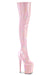 Pleaser USA Flamingo-3000 8inch Thigh High Pleaser Boots - Holographic Baby Pink-Pleaser USA-Redneck buddy
