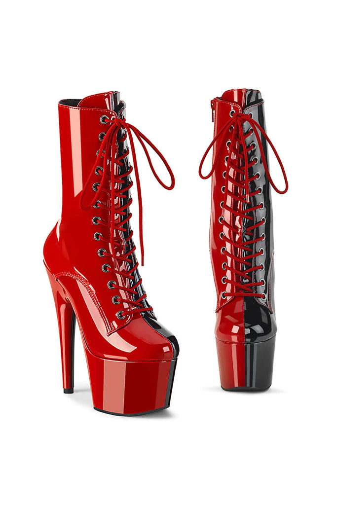 Pleaser USA Adore-1040TT 7inch Pleaser Boots - Patent Black/Red