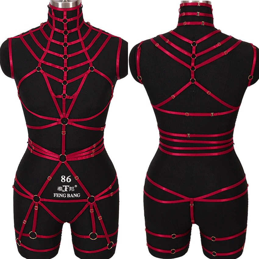 Sexy Elastic Full Body Harness Set Halter Fetish Womens Adjust Bondage Lingerie Hardnheavy 