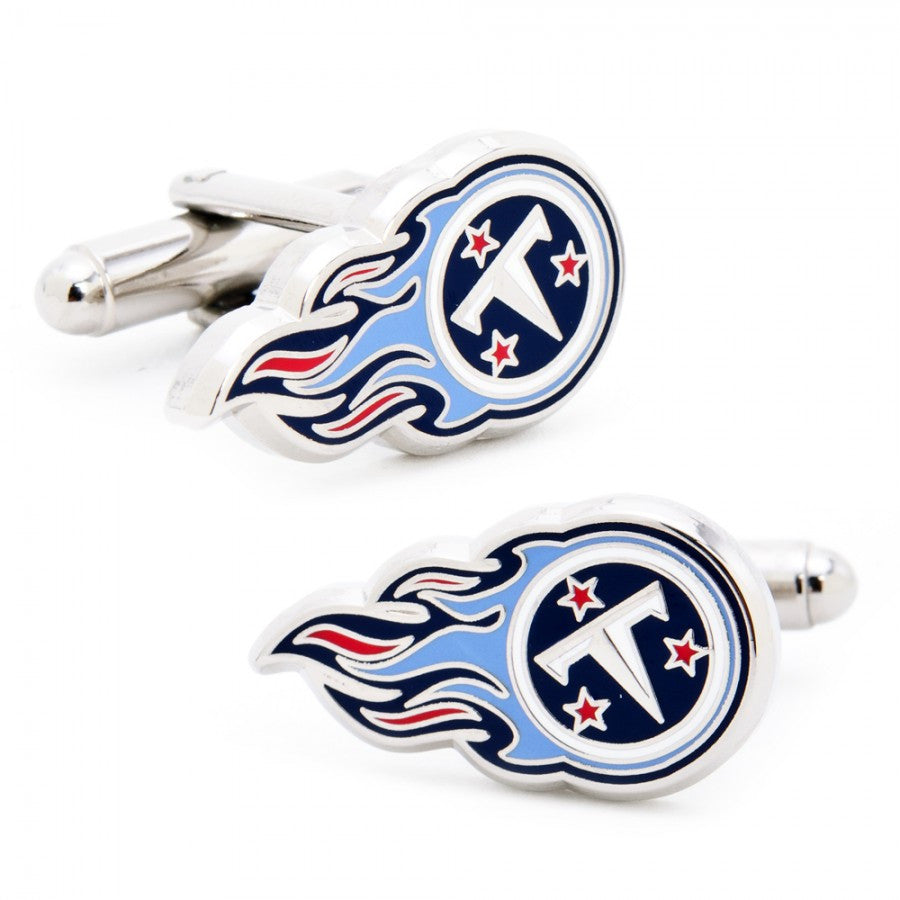 Sterling Silver Rhodium Plated Tennessee Titans Cuff Link Sterling Silver 