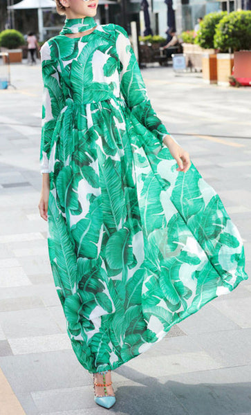 Tropical Print Maxi Dress – Trèscool