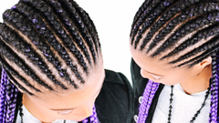 feed in cornrow braids invisible method technique with purple ombre kanekalon braiding hair
