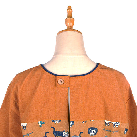 Kusuguru 貓咪工作袍 - 珊瑚色 Kusuguru Kitten Long Sleeves Apron - Coral