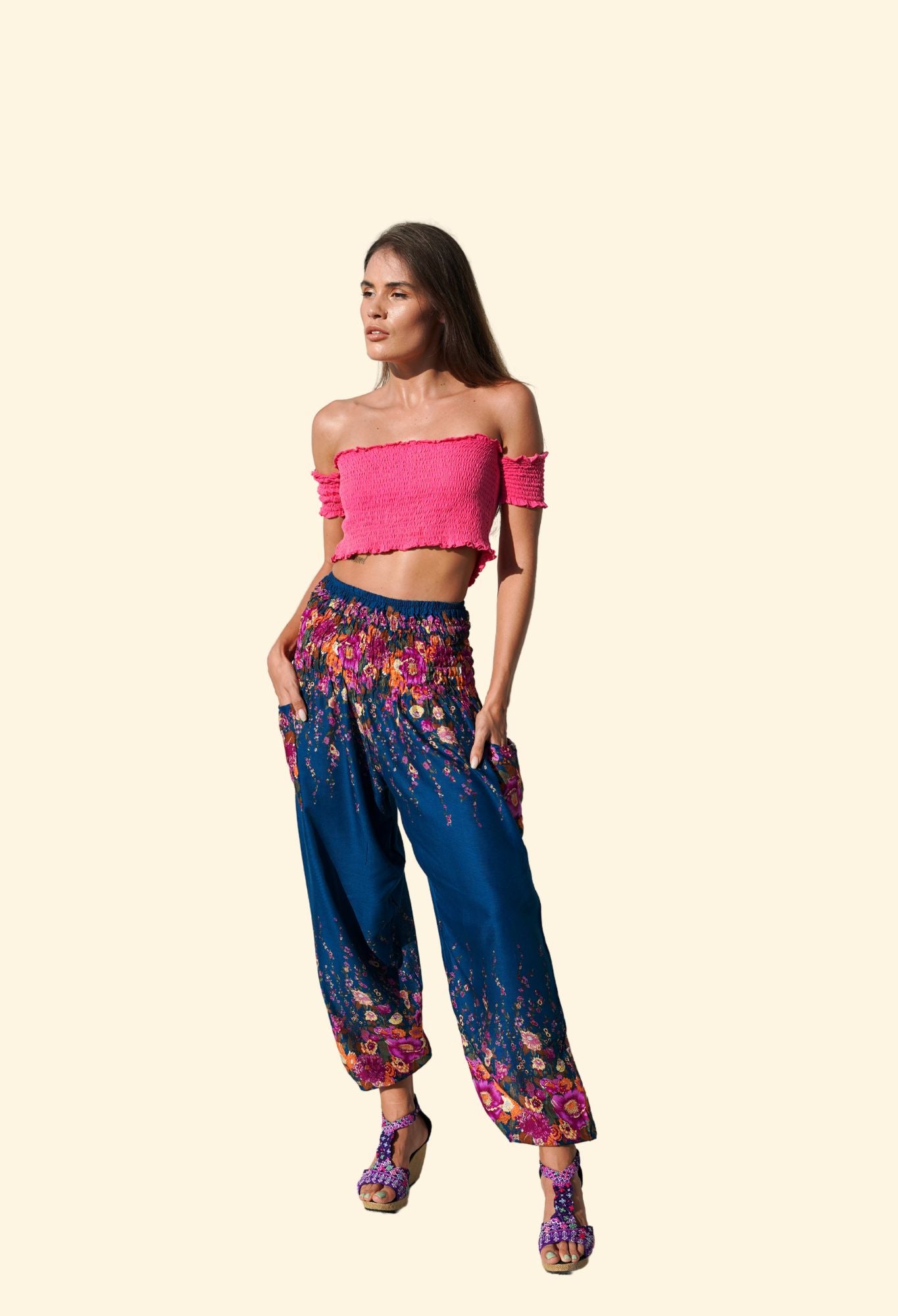 Intuïtie Vrijgevigheid Plateau Floral Design Hippie Harem Pants for Women – Theelephantpants