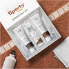 The Beauty Sailor Sport essentials skincare kit in a box with water bottle and towel 