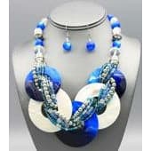 Zeta Phi Beta Inspired Blue & White Necklace