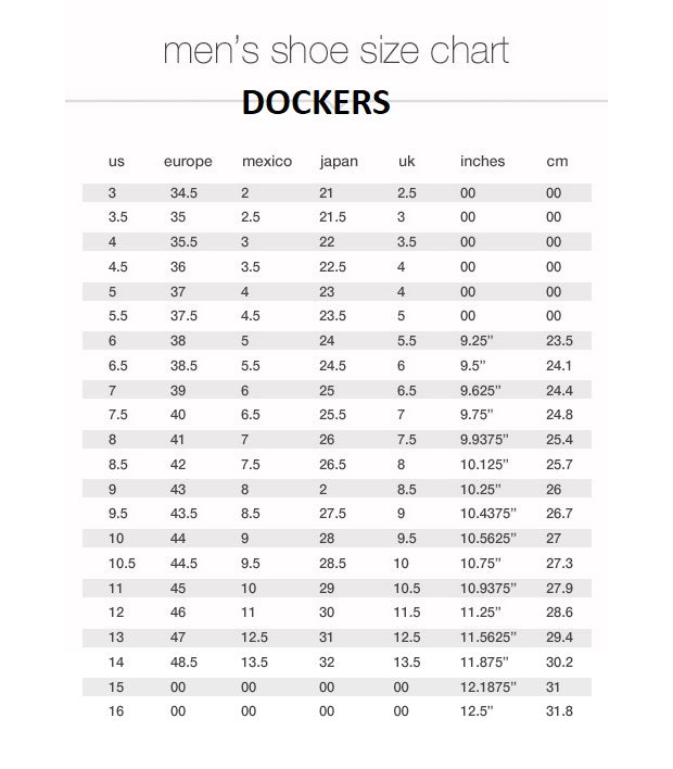 Dockers Size Chart