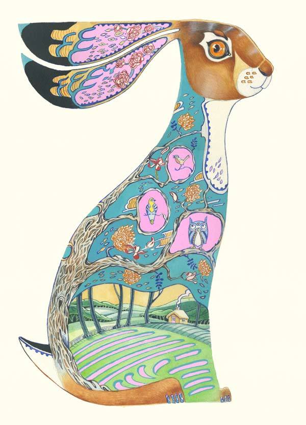 Hare with decorative woodland interior 