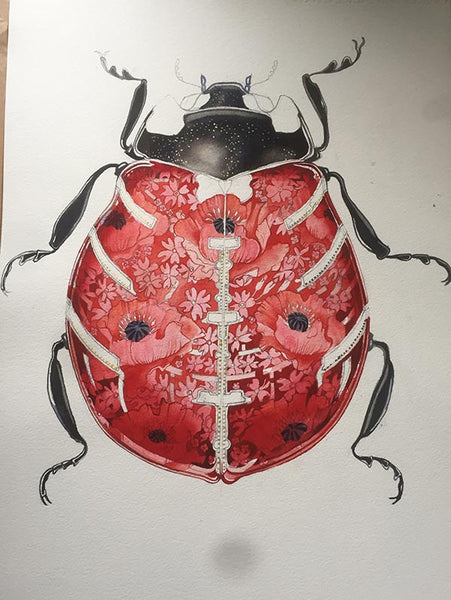 Ladybird watercolour in progress