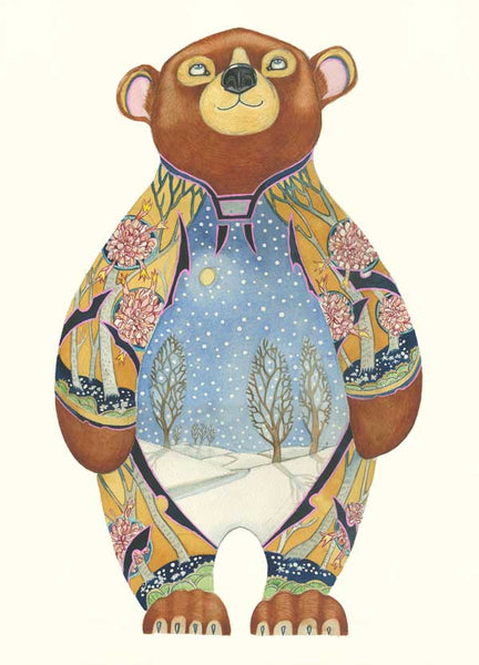 Bear in the snow Greetings Card