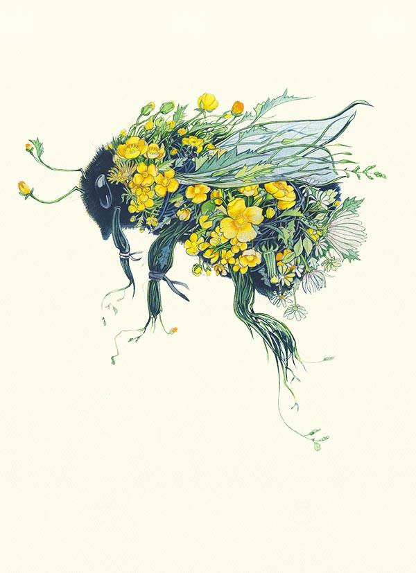 Bumblebee made out of flowers