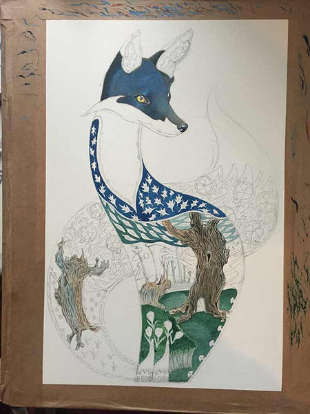 Fox at night in progress