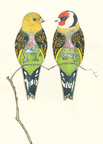Goldfinches- symbolic bird - Greetings Card The DM Collection