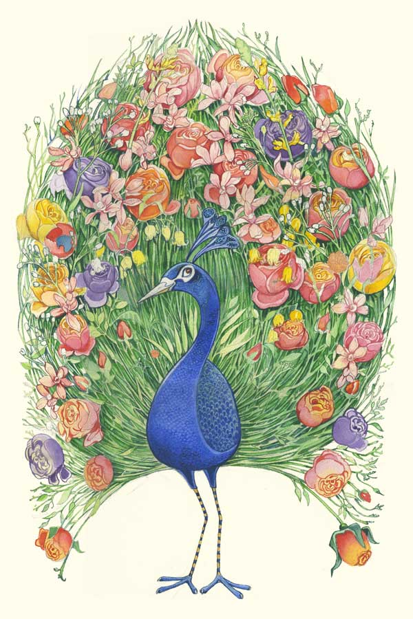 Peacock with flowers for a tail - The DM Collection